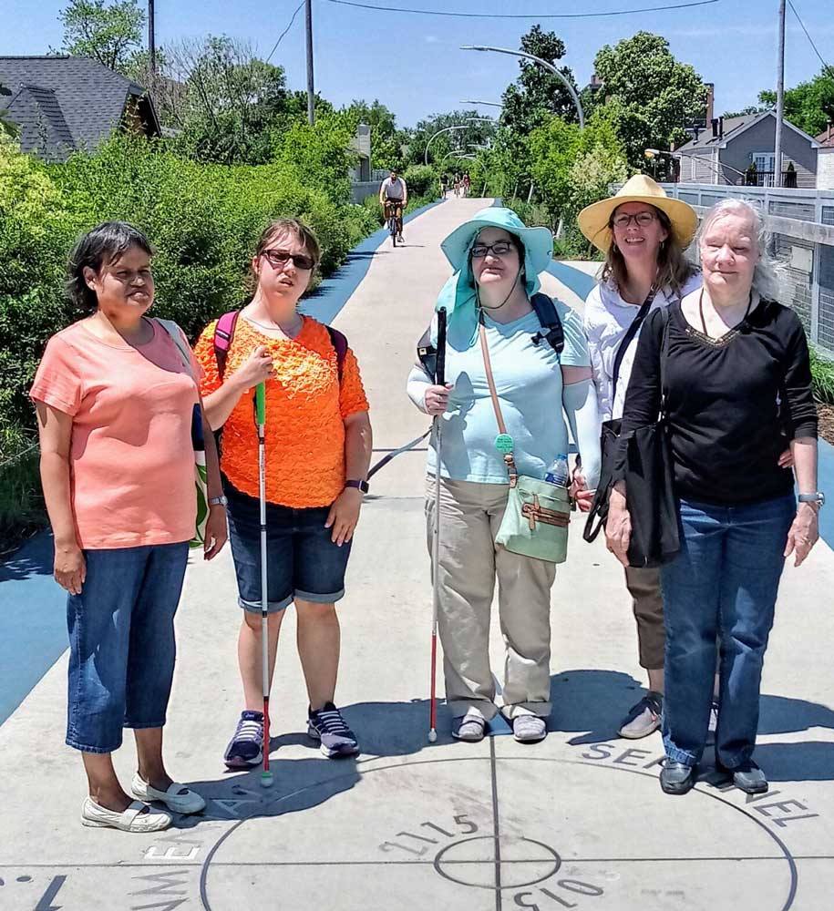 Residents walking on the 606